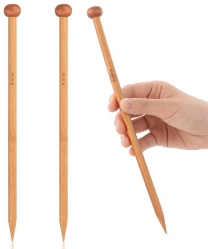 2 Stück Stricknadeln aus Bambus Stricknadel Set Einspitzig 25 cm Lang | Knitting Needles Geeignet für Anfänger zum Stricken von Schals, Mützen, Decken (8 MM)