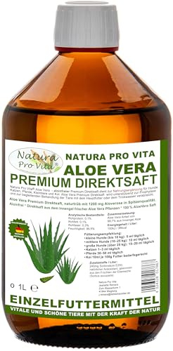 Aloe Vera Pferd Premium Direktsaft aloinfrei zuckerfrei vegan Aloevera Saft aus dem Innengel der Aloe Vera 1L Glasflasche