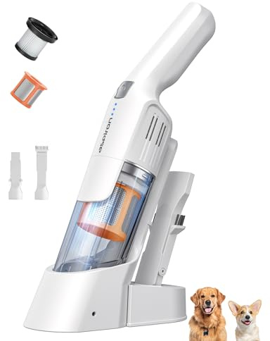 Aspiron Handstaubsauger Akku, 18000Pa & Schnellladestation, Starke Absaugung, HEPA-Filter, Akkusauger Klein für Autos, Zuhause, Weiß