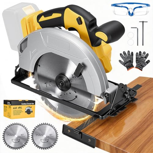 Cordless Circular Saw Compatible with Max 20V Battery, 8500RPM Brushless Motor, 7-1/4 40T Blade, 45° Bevel Cutting, Electric Saws for Wood, PVC & Plywood Projects, No Battery