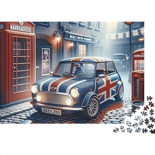 Mini Car Jigsaw Puzzle for Adults 1000 Piece Jigsaw Puzzle British Street View Relaxation Focus Family 38x26cm/1000pcs