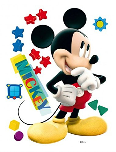 1art1 Walt Disney Micky Maus, Big Star Wand-Tattoo | Deko Wandaufkleber für Wohnzimmer Kinderzimmer Küche Bad Flur | Wandsticker für Tür Wand Möbel/Schrank 85x65 cm