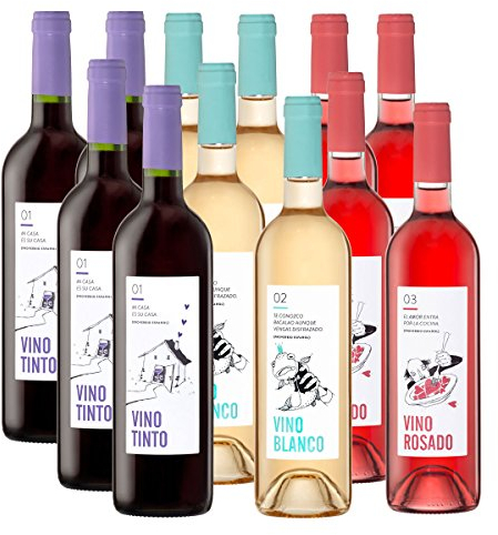 Wein-Probierpaket Spanische Weine | Hausweine im Set - Rotwein, Weißwein, Roséwein | D.O. Utiel-Requena | Trocken und fruchtig | Spar-Set mit 12 Flaschen