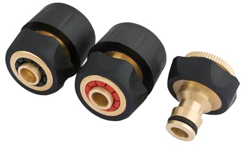 Draper DRA24529 3 Piece Brass and Rubber Hose Connector Set, Multi-Colour