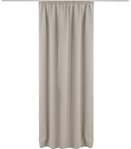 JEMIDI Vorhang Blickdicht 140x245cm - Gardine mit Kräuselband Universalband - 100% Polyester Schal lang für Wohnzimmer Schlafzimmer - hellgrau