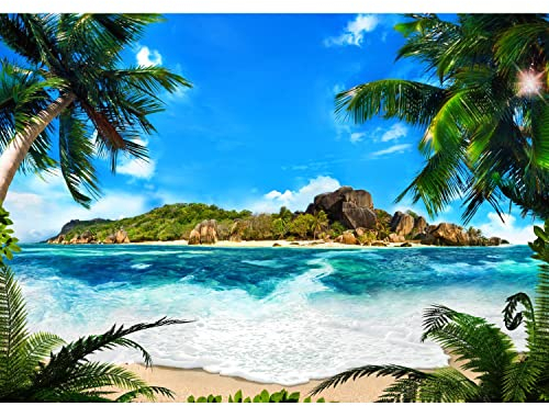 Runa Art Fototapete Strand Meer Insel Modern Vlies Wohnzimmer Schlafzimmer - Made in Germany - 308 x 220 cm Grün Blau 9213010a