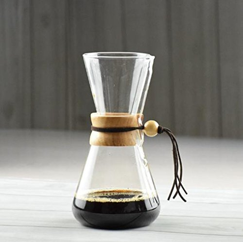 Brasseur de café en verre résistant à la chaleur 3 tasses ont compté, pot chaud de café de Chemex de Brewer de cafetière de Barista (Couleur : 500 ml wooden handle)