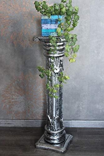 Naturesco Blumensäule Säule griechisch römisch massiv Holz Silber antik Höhe 60cm 80cm 100cm 120cm LengthRange 100cm
