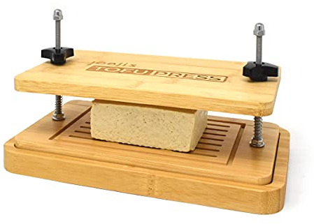 joeji's Kitchen Juego de Prensa de Tofu de bambú con Panel Inferior y Panel Superior Tofu Presser - Kit de fabricación de Tofu de Goteo Simple de Madera