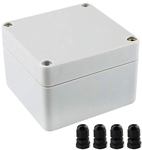Youmile Electronic Project Box 83 x 81 x 56mm IP65 Waterproof ABS Plastic Junction Enclosure Box for Outdoor Junction with 4PCS PG7 Cable Gland