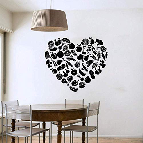 Herzförmige Wandaufkleber Aus Obst Und Gemüse Diy Abnehmbare Wohnkultur Vinyl Wandtattoo Für Die Küche 44X51Cm