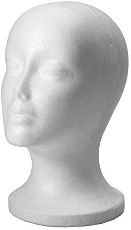 Mannequin-Kopf, Schaumstoff-Kopf für Perücken, Styropor-, Perückenkopf, Mannequin-Schaum, weibliche Perücke mit weiblichem Gesicht, für Perücken, Haare, Brille, Hut.