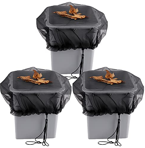 Rylod 3er-Pack Netzabdeckung für Regenfässer, 100 cm Wasserauffangbehälter, Netzabdeckung mit Kordelzug, um Mücken und Schmutz aus dem Regentass fernzuhalten.