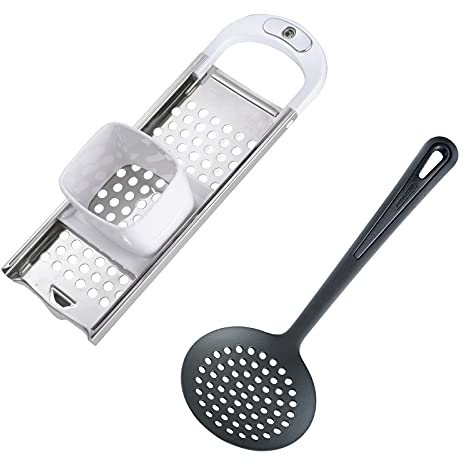 Westmark Set à Spätzle, 2 pièces, 1 Rabot/éminceur à Spätzle avec Chariot à Pâte, knöpfle + 1 Louche, Gentle, Acier inoxydable/ABS/PA, Blanc/argenté/noir, 611222E6, Non Renseigné