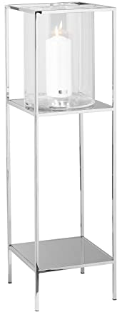 Fink [A] Lexa, Windlicht mit Glas, Glas, glatt, silberfarben, L. 26 cm, B. 26 cm