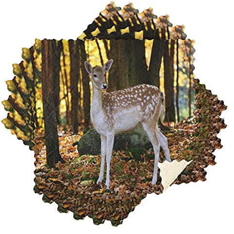 Mnsruu Geschirrtücher mit Hirsch-Motiv, Herbstwald, 6 Stück, Küchentücher, Geschirrtuch, schnell trocknend, superweich, 28 x 28 cm