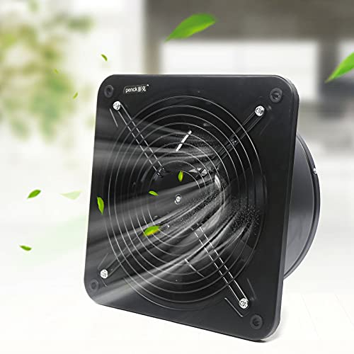 Ventilatore di scarico montato a parete, 150 W, con deflettore di ritorno, ventilatore da bagno, cappa aspirante, ventilatore da parete, 300 mm, per cucina, WC, soggiorno (nero)