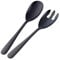 BISDARUN Lot de 2 couverts à salade noirs en acier inoxydable, cuillère à salade et fourchette à salade