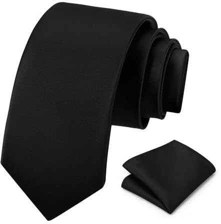PenSee Krawatten-Set für Herren, einfarbig, formell, Einstecktuch, 01
