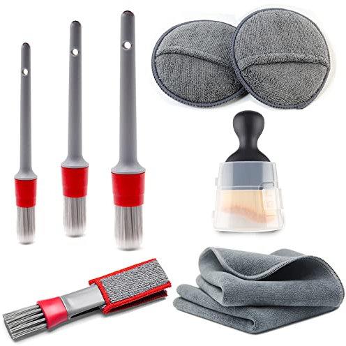 AWSOM - Kit de cepillo de limpieza para detalles interiores de coche, kit de cepillo para polvo de vehículo sin arañazos para limpieza interior y exterior, mejorado