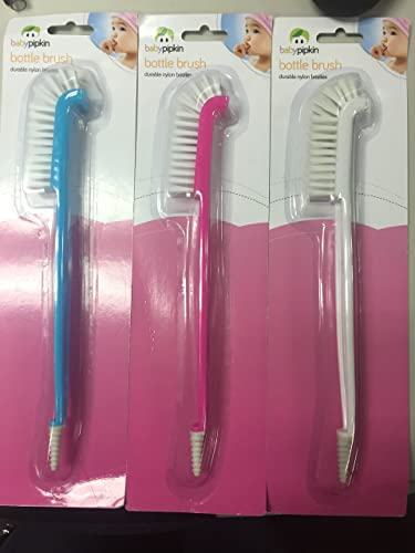 Homeshopa Baby Bottle Cleaning Brush, 2 in 1 Bottle and Teat Cleaning Brush, Baby Feeding Bottle Nylon Bristle Brushes, Water Bottle Brush, Plastic (Colours May Vary)