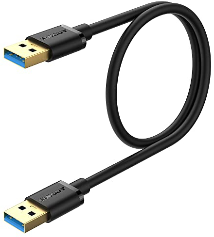 SUNGUY Câble USB 3.0, 0.5M USB A mâle vers A mâle, taux de transfert jusqu'à 5Gbit/s, type A vers type A Cable Compatible avec imprimantes, modems, disques durs