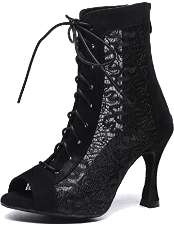 MINITOO Scarpa da Ballo Donna Elegante Floreale Matrimoni Sandali Stivali L546 Nero EU 42