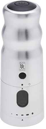BLACK RAIN Rechargeable Electric Pepper Mill Grinder (Brushed Silver)