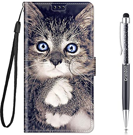 Grandoin Kompatibel mit Google Pixel 6A Hülle, Handyhülle Google Pixel 6A im Brieftasche-Stil, Handytasche PU Leder Flip Cover Book Hülle Magnet Case TPU Schutzhülle Lederhülle Case (Katze 1)