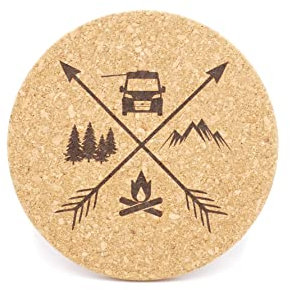 Camping Topf Untersetzer aus Kork | Ø 18,5cm | personalisiert | Camper Geschenk | Vanlife Zubehör (Auszeit)