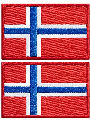 stidsds Paquete de 2 parches bordados de la bandera de Noruega, banderas noruegas, parches tácticos militares para ropa, sombrero, mochilas, decoraciones de orgullo