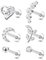 Diamday 6Pcs Knorpel Ohrringe Stud Internally Threaded CZ Mond Herz Blatt Helix Tragus Conch Labret Monroe Lip Piercing Schmuck