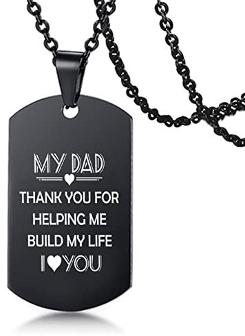 SKCESS Anhänger Kette Schwarz, Anhänger Kette Edelstahl Schwarz Dog Tag mit Gravur to My Dad Kette Herren Vintage 50CM