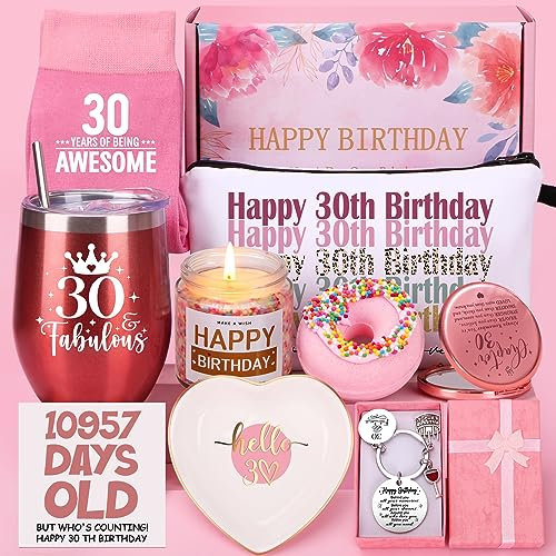 30th Birthday Gifts for Women, Happy 30th Birthday Hamper for Her,30 Year Old Lady Gifts,Birth-Day Pamper Box for Mum Best Friend Sister Wife Turning 30, Personalised 30 th Birthdays Present