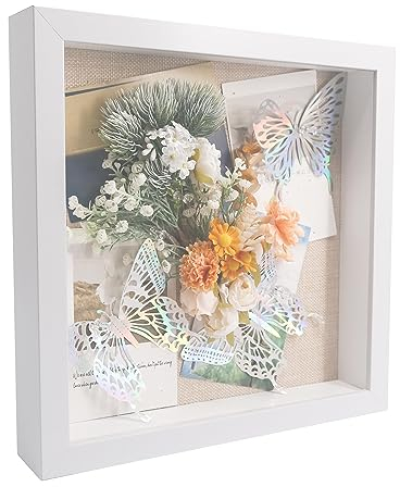 GraduatePro 3D bilderrahmen 30x30 zum befüllen groß schaukasten Wand für Weiß Objektrahmen Hochzeit Box Deko Oder Schreibtisch