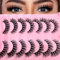 7 paires de faux cils 3D Faux cils russes Look naturel, Curly Cat Eye Lashes D Curl Faux cils avec volume naturel Wispy œil de chat cils(2D50)
