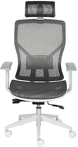 Vinsetto Bürostuhl höhenverstellbarer Schreibtischstuhl, ergonomischer Drehstuhl mit Rollen, Gamingstuhl mit Kopflehne, Lendenkissen, Armlehne, Mesh-Stoff, 67 x 65 x 120-128 cm Gra