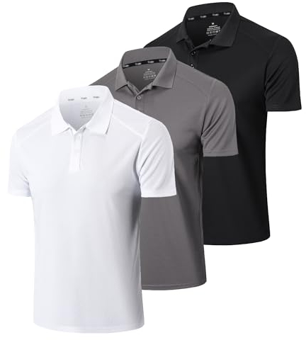 Gaiatiger 3er Pack Poloshirt Herren Männer Hemd Herren Kurzarm Leicht und Atmungsaktiv Sweatshirt Männer Golf Shirts(0427)-Black Grey White-XL