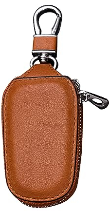 JNNJ Housse En Cuir pour Clé de Voiture, Protecteur de Clé de Voiture Étanche, Pochettes Blocage Signal pour Clé Voiture, Etui À Clés de Voiture À Friction Anti-Crash(Brun)