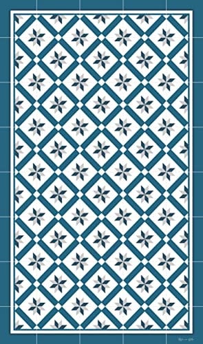 DobleUve Estudio Alfombra Vinílica Hidráulica 24 | Azul | 65x240 cm | Alfombra Cocina Lavable Antideslizante | Alfombra Vinilica | Suelo Vinílico | Alfombra Vinilo Salón