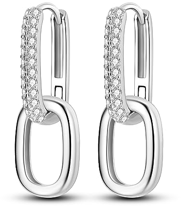 NARMO 925 Sterling Silber U Shaped Hoop Ohrringe für Frauen Doppel U Shaped Hoop Ohrringe