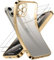 Qasyfanc Kameraschutzhülle Kompatibel für iPhone 15 Pro Hülle mit 2 Stück Schutzfolie, iPhone 15 Pro Case Vergilbungsfrei Dünne Weiche Silikon Handyhülle für Frauen Mädchen, Gold