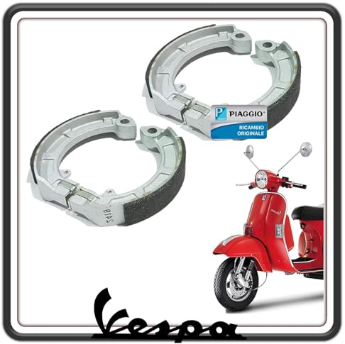 KIT GANASCE CEPPI FRENO FRENI ANTERIORI E POSTERIORI COMPLETO PER PIAGGIO VESPA PX 125-150 - VESPA PX 200 - VESPA PX TUTTI I MODELLI SENZA FRENO A DISCO ORIGINALE PIAGGIO.