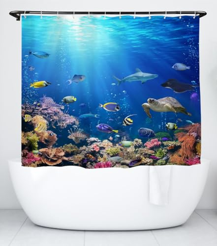 goodbath Rideau de douche court en tissu imperméable anti-moisissure pour salle de bain et baignoire Bleu vif 180 x 150 cm