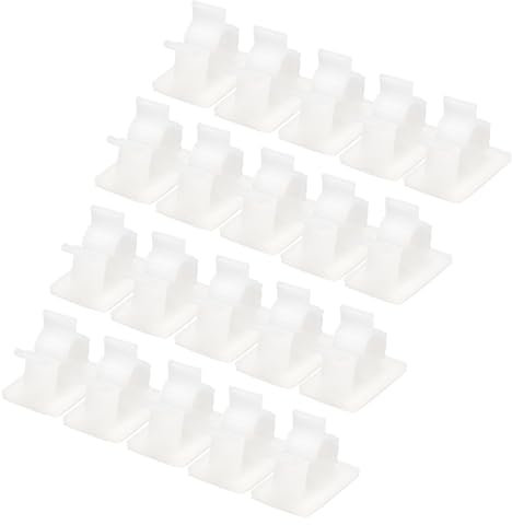 sourcing map 25Pcs Cable Management Clips, 8-10mm Dia Self Adhesive Nylon Wire Holder, Adjustable Organizer Clamp for PC Desk Office, White