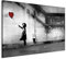 B&D XXL - Handart Banksy Kunstdruck auf Leinwand 90x60 cm 1 tlg Kunstbilder wie Handgemalte Wandbilder XXL mit Acrylgel beschichtet Wand Bilder mit Struktur Mädchen mit Luftballon i-C-0113-b-a