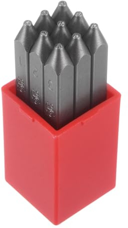 sourcing Map Ensemble de tampons numérotés en Acier de 0 à 9 - Poinçon en métal - Marteau à Main pour métal, Plastique, Bois, Cuir, Laiton