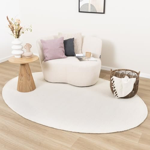 FRAAI | Home & Living Wollteppich Organisch - Feline Weiß - Wolle, Baumwolle - Flachgewebe - Einfarbig - Modern, Skandinavisch - Wohnzimmer, Esszimmer, Schlafzimmer - Carpet
