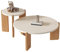 Runder Couchtisch aus Massivholz, kleiner Wohnzimmer-Sofa-Beistelltisch, einfacher multifunktionaler Kombinationsset-Beistelltisch, Nachttisch im Wabi-Sabi-Stil /696 (Color : A, Size : 50+70CM)