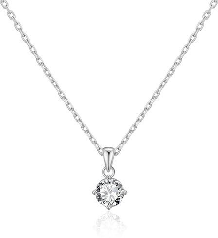 Philip Jones Silver Plated Solitaire Necklace Created with Zircondia® Crystals
